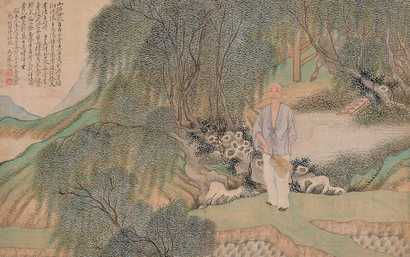陈泉 柳荫纳褛 立轴